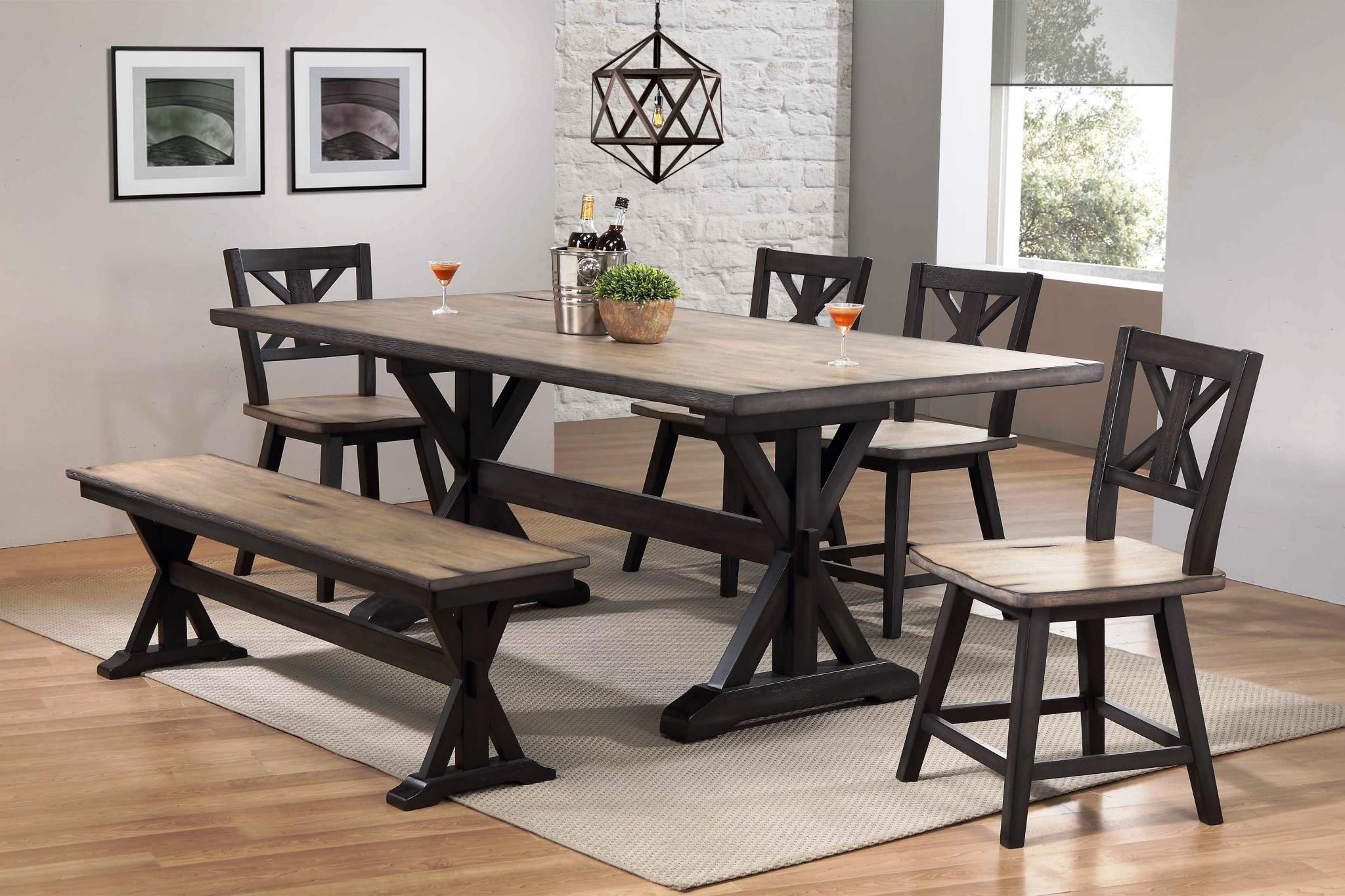 Urban rustic dining best sale table and bench set